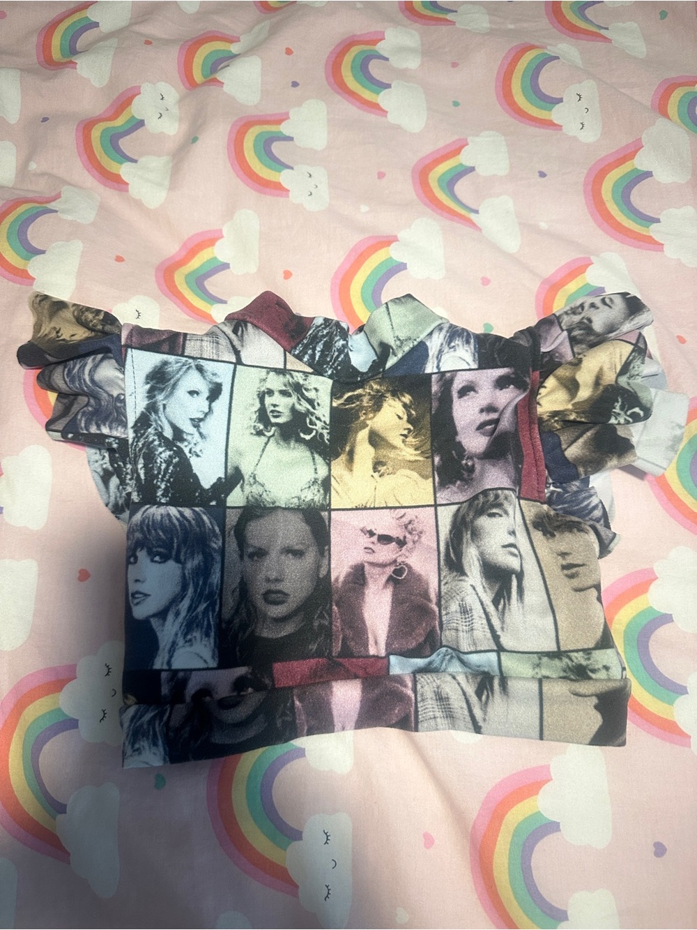 Girls' Photo-Grid Ruffle Sleeve Crop Top - Taylor Swift